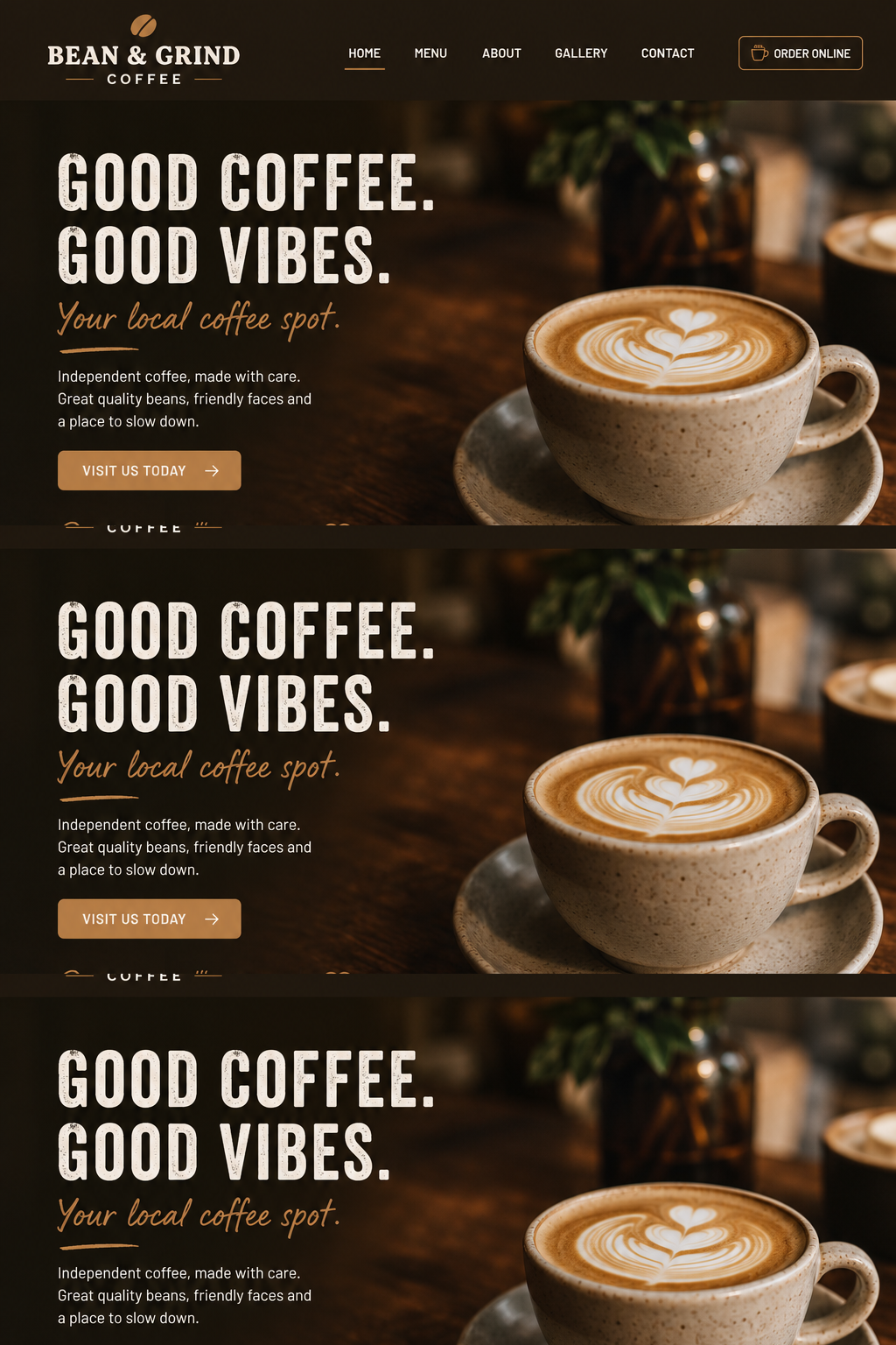 Bean & Grind Coffee website