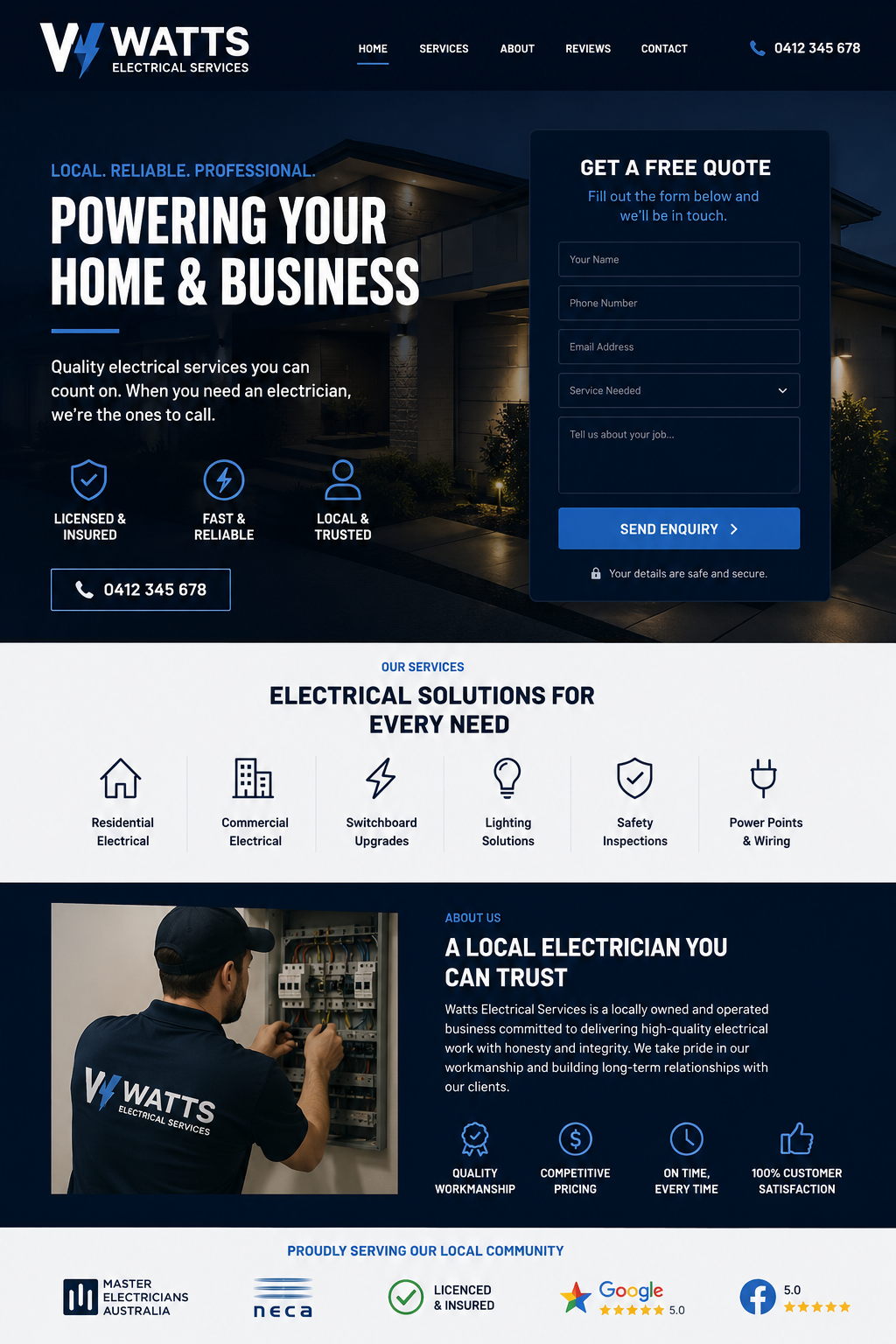 Watts Electrical Services website